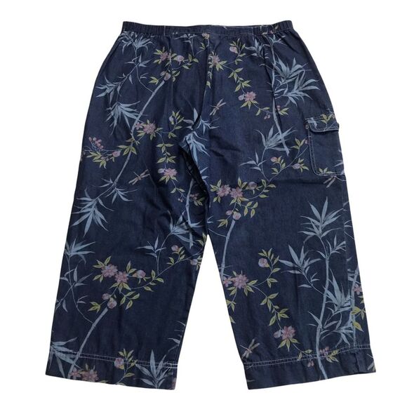 Sag Harbor Sport Tropical Lightweight Zip & Tie Wide Leg Cropped Jeans Blue XL - Picture 2 of 16